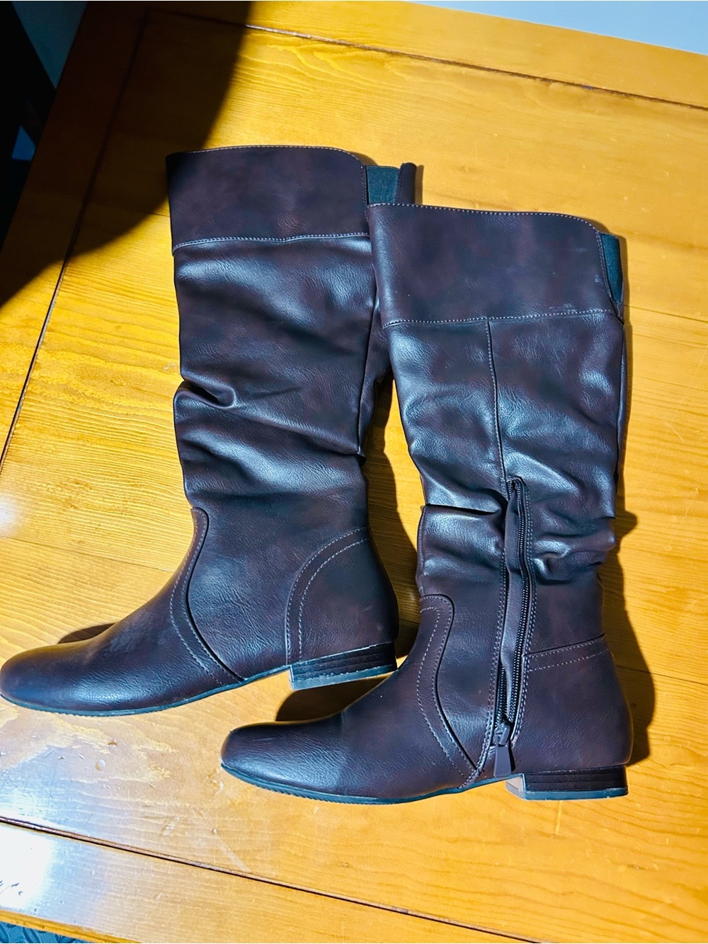 Dream Pairs Dark Brown Mid-Calf Zippered Heeled Boots